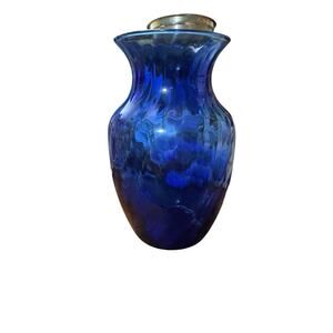 Vintage Indiana Glass Cobalt Blue Illusion Optic Swirl Pattern Vase
